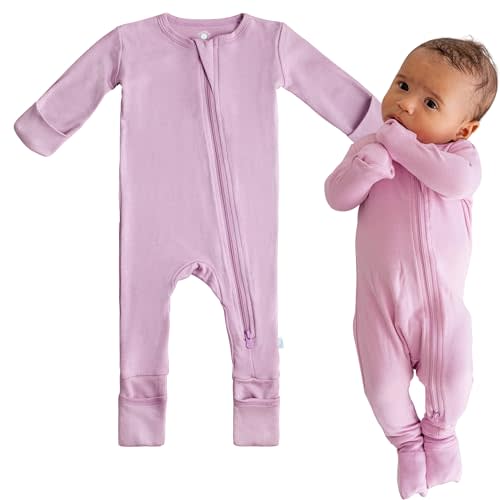 DREAMLAND BABY Bamboo Viscose Baby Pajamas (0-24 months). Ultra Soft Viscose Sleepers with 2-Way Zipper, Mitten & Foot Cuffs