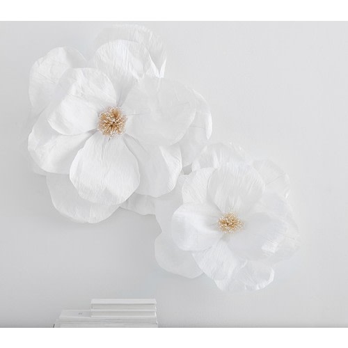 Jumbo Crepe White Paper Flowers Set of 2