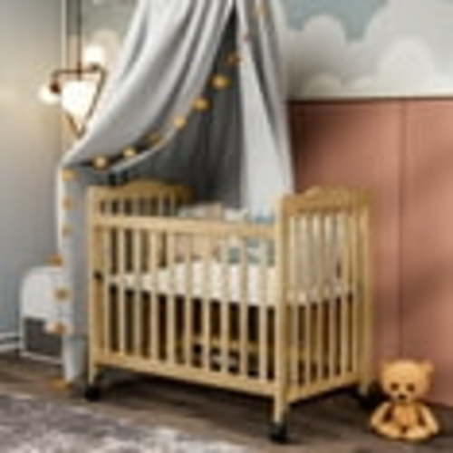 Fizzy Baby Mini Crib, Small Crib with 3-Position Mattress Board, Natural