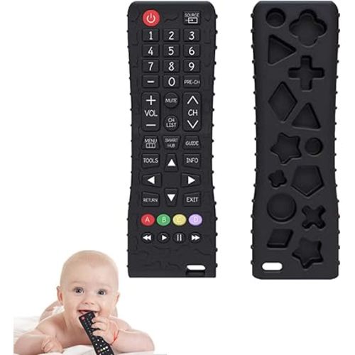 Baby Teether Toys Soft Remote Control Shape Teething Toy for Babies, Silicone Chew Toy Teething Relief Early Educational Sensory Toys for Boys and Girls 3-24 Months