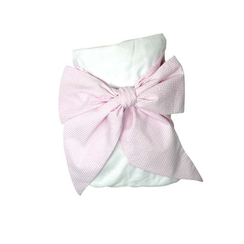 Bow Swaddle ® - Pink Savannah Seersucker
