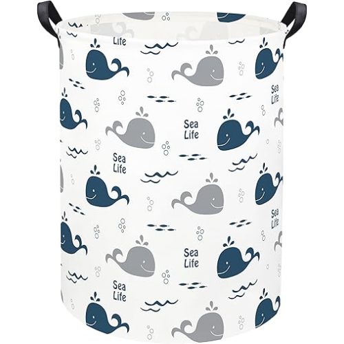 Whale Kids Laundry Basket Baby Hamper Toy Storage Bin for Boys Room Decor Baby Nursery Gift Baskets