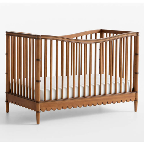 Crosby Antique Amber Wood Convertible Baby Crib with Toddler Bed Rail by Sharland England