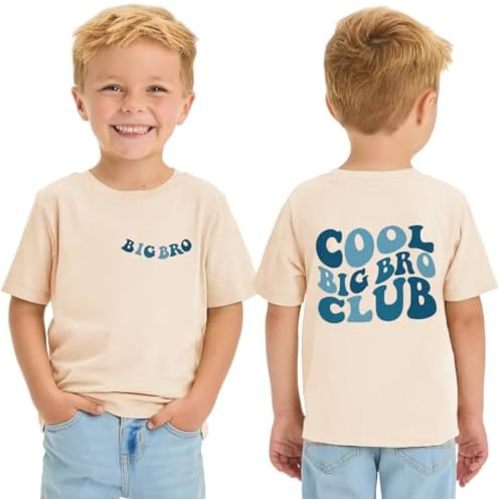 Big Brother T-Shirts Toddler Boys Cool Big Bro Club Tee Tops Sibling Reveal Shirt Big Brother Gifts for Toddler Boy