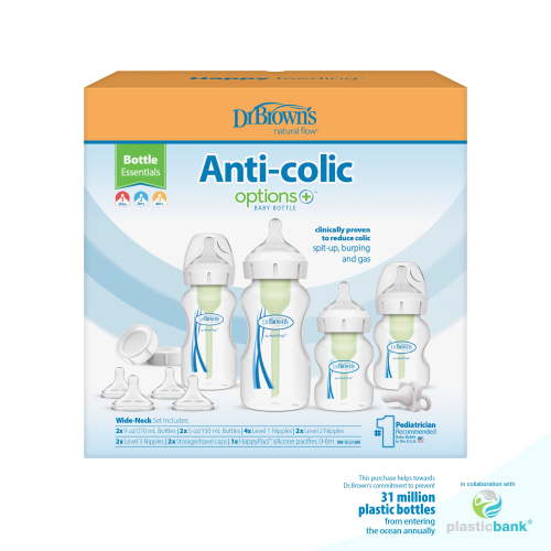 Dr. Brown's Natural Flow Anti-Colic Options+ Wide-Neck Baby Bottle Essentials Gift Set, BPA Free 0m+