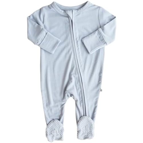 Caden Lane Zippered Baby Footie Pajamas, Soft Onesie Bodysuit with Feet & Double Zipper, Footed One-Piece Jumpsuit for Infant