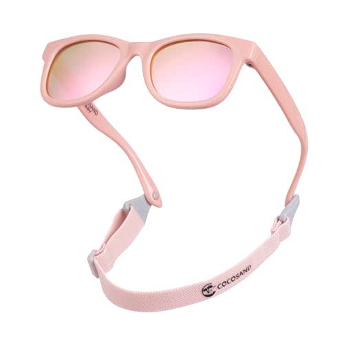COCOSAND Flexible Polarized Baby Sunglasses with Strap UV Protection for Toddler Infant Girl Boy Age 0-24 Months