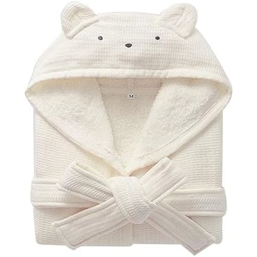 Boys Girls Terry Bathrobe, 100% Cotton Towel Robe ，Hooded Toddler Soft Fuzzy Robe for Kids 2-9Years