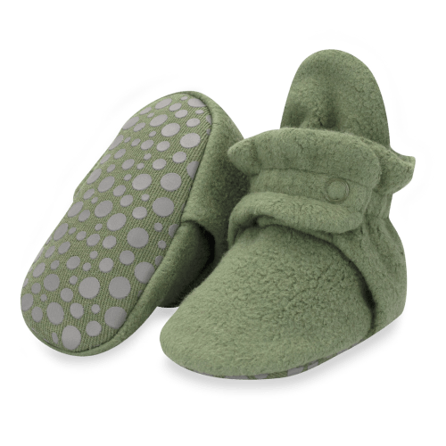 Zutano Cozie Fleece Stay-On Baby Bootie Slipper - Olive