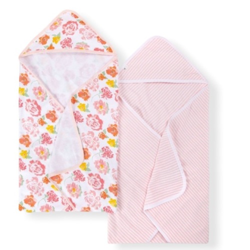 Burt’s Bees Baby Baby Girls Set of 2 Rosey Spring Hooded Towels