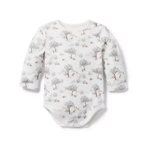 Newborn Jet Ivory Woodland Toile Baby Woodland Bodysuit by Janie and Jack
