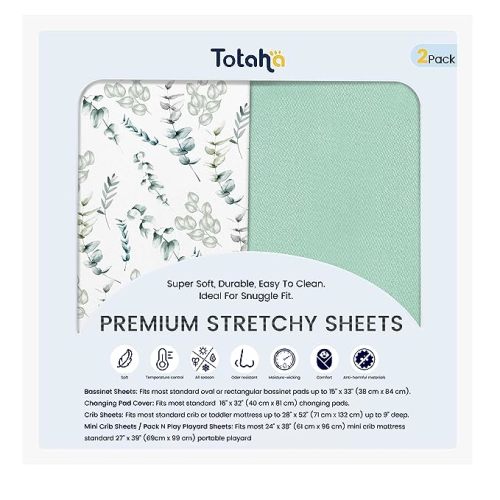 TotAha Botanical Crib Sheets Netural for Girls Boys, Premium Soft Boho Crib Mattress Fitted Sheet, Ultra Breathable Baby Sheets, Super Stretchy Baby Bed Sheets 28x52x9 Extra Deep Pocket