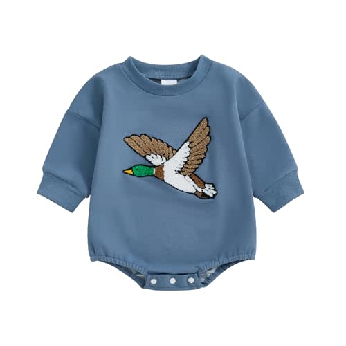 FIOMVA Baby Boy Sweatshirt Romper Fall Winter Clothes Outfits Sweater Onesie Long Sleeve Bubble Romper Bodysuit