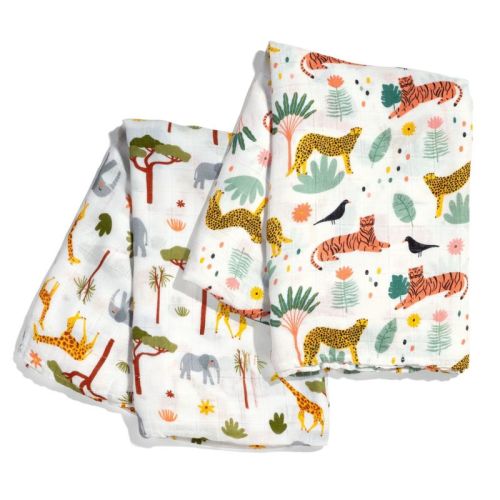 Jungle & Savanna Swaddle 2-Pack, Viscose From Bamboo