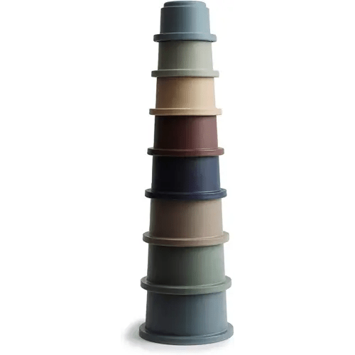 mushie Stacking Cups Toy 8 pcs | Made in Denmark (Forest)