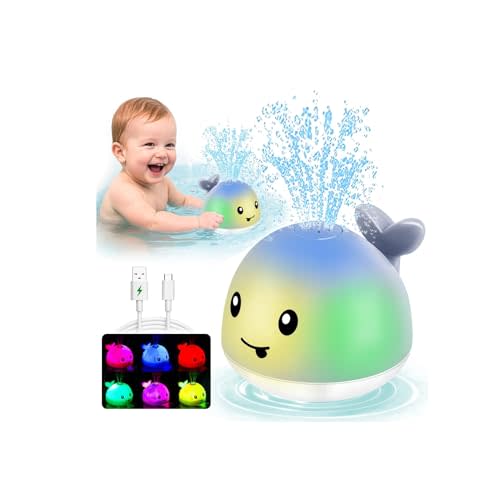 Light Up Baby Bath Toys - Pool Water Table Infant Baby Toy 6-12-18 Months Toddler Bathtub Toys for Kids Ages 1-3 Whale Bath Toy Sprinkler 1st Birthday 1 2 Year Old Boys Girls Gifts