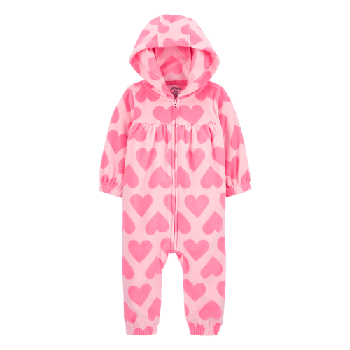 Baby Hearts Hooded Zip-Up Fleece Jumpsuit - Carter's | Carter's