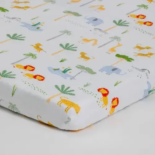 4Baby Jersey Bassinet Fitted Sheet Safari Scene 2 Pack | Baby Bunting AU