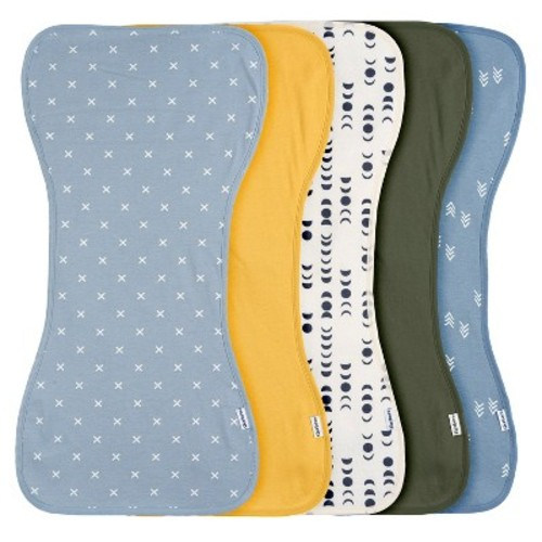 Gerber Baby Neutral Burp Cloths - One Size Fits Most - 5-Pack, Color: Blue/gold, Size: one size