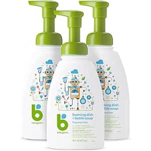Amazon.com: Babyganics Foaming Dish & Bottle Soap, Pump Bottle, Fragrance Free, Plant-Derived Cleaning Power, Removes Dried Milk, 16 Fl Oz, (Pack of 3), Packaging May Vary : Health & Household