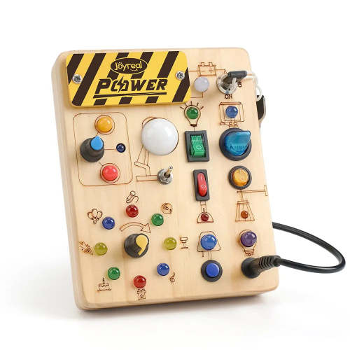 Montessori Busy Board with Lights | Wooden Sensory Toy 1-5 Years – Joyreal