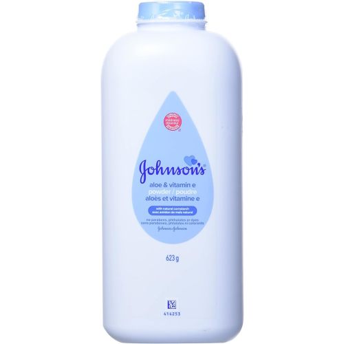 Johnson's Baby Powder, Naturally Derived Cornstarch with Aloe & Vitamin E for Delicate Skin, Hypoallergenic and Free of Parabens, Phthalates, and Dyes for Gentle Baby Skin Care 623g