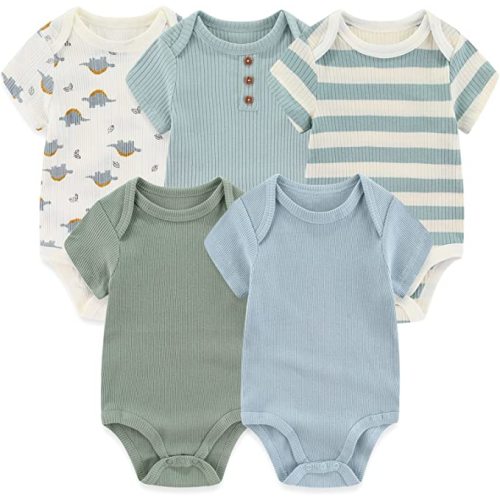 Amazon.com: MAMIMAKA Newborn Baby Short Sleeve Bodysuit Cotton One-Piece Baby Clothes 5-Pack, 0-12 Months: Clothing, Shoes & Jewelry