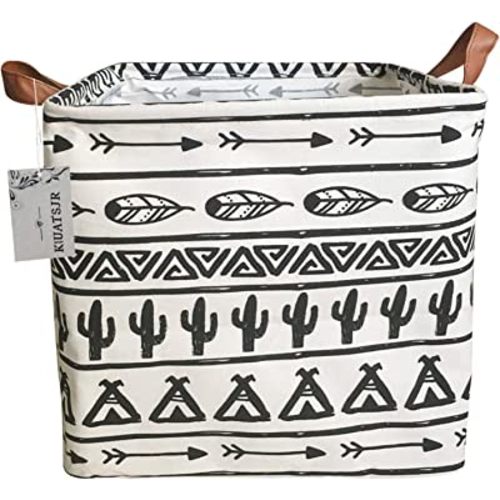 Storage Basket Fabric Organizer Bin for Toys, Books, Clothes, Pets,Perfect for Bedroom/Office/Nursery/Shelves (Black)