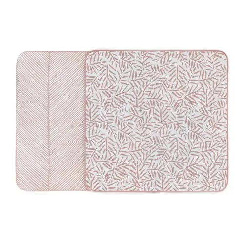 Toddlekind Portable Baby Mat – Organic Cotton 47" x 47" Reversible Indoor/Outdoor Playmat for Babies, Toddlers, Picnics, Patio, and Garden Use 0m+ Seashell (Pink)