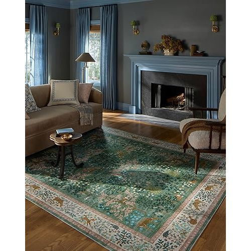 Loloi Rifle Paper Co. Canopy Collection CNP-02 Sage/Blush 5'-0" x 7'-6" Area Rug
