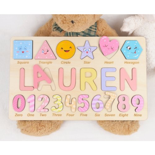 Algebraic Wooden Name Puzzle, Preschool Puzzle Toys for Girls, Personalized Name and Number Puzzle, Educational Puzzle for Learning Shapes - Etsy