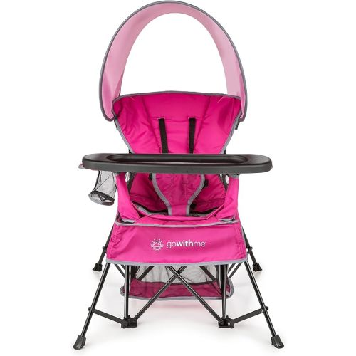 Baby Delight Go with Me Venture Portable Chair | Indoor and Outdoor | Sun Canopy | 3 Child Growth Stages | Pink