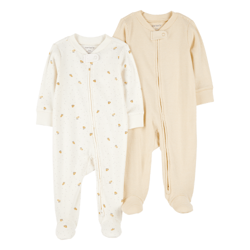 Baby 2-Pack 2-Way Zip Cotton Sleep & Play Pajamas - White/Beige - Carter's | Carter's