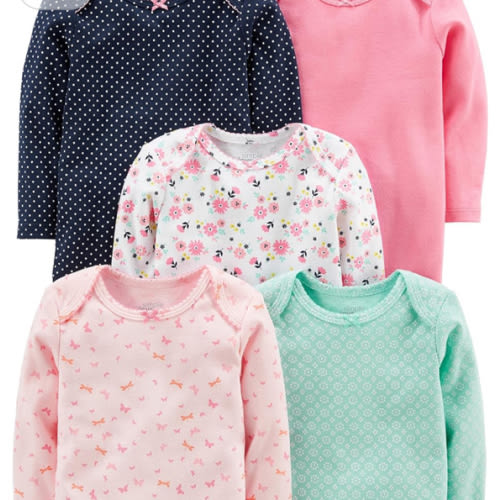 Simple Joys by Carter's Baby Girls' Long-Sleeve Bodysuit, Pack of 5