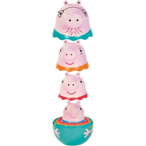 Toomies Peppa Pig Nesting Family - Includes Peppa Pig, Mummy Pig, Daddy Pig and Rattling George - Sorting and Pouring Toddler Bath Toys - Toddler Water Toys for Bath or Pool - Ages 18 Months and Up