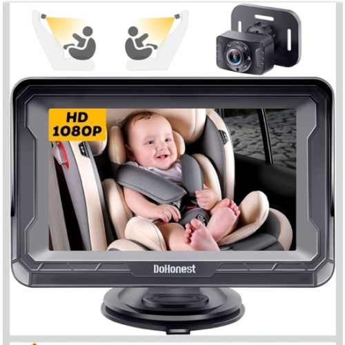 DoHonest Baby Car Camera HD 1080P - Rear-Facing Car Baby Monitor with Night Vision, Adjustable View Angle, Easy Setup, Anti-Glare Display, Safety for Kids & Infants