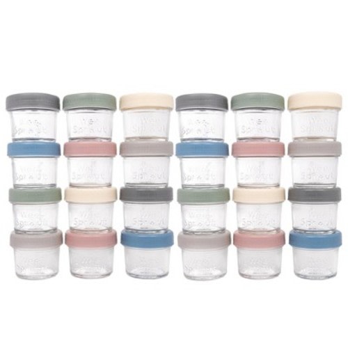 WeeSprout Glass Baby Food Storage Jars with Lids, Reusable Small Containers, 4 oz, 24 Pack - Matte Variety