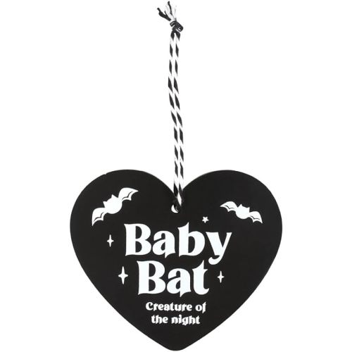 Cute Baby Bat Hanging Heart Sign - Novelty Car Safety Window Sign for Babies - Adorable Bat Baby on Board - Unique Baby Bat Car Sign UK