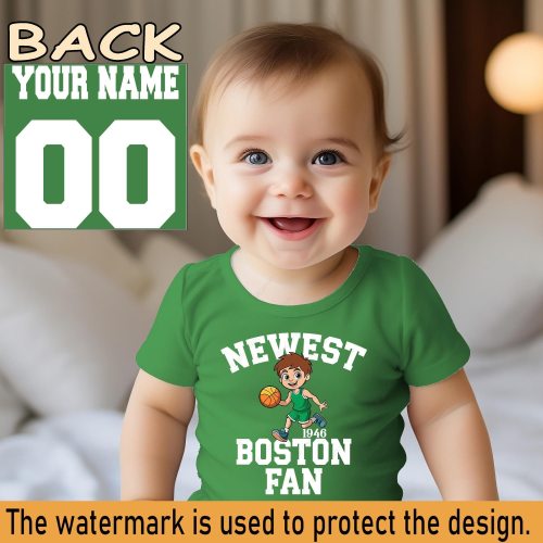 Newest fan Boston basketball bodysuit, Celtic baby , gift for baby shower party, one piece bodysuit, custom name and number