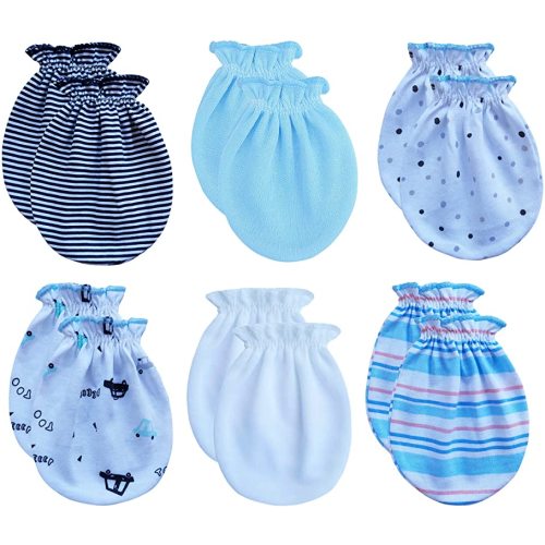 RATIVE Newborn Baby Cotton Gloves No Scratch Mittens For 0-6 Months Boys Girls