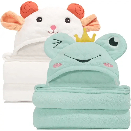 Baby Bath Towels, 50 x 32 Inches Large Toddler Bath Towel, 2 Pack Soft Absorbent Infant Towels, Toddler Towels with Hood, Thick Hooded Towel for Baby 0-5 Years,