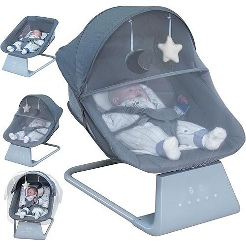 Baby Swing for Infants | Electric Bouncer and Rocker with Large Screen, Remote Infant Swing for Boy Girl with Bluetooth, Baby Swings for Infants to Toddler with 11 Lullabies, 5 Speeds