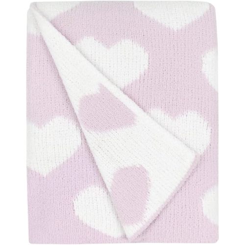 Living Textiles Purple Hearts Chenille Soft Baby Blanket Reversible Premium Cozy Fabric for Best Comfort - for Infant,Toddler,Newborn,Nursery,Boy,Unisex,Throw,Crib,Stroller,Gift, Purple Heart 40x30