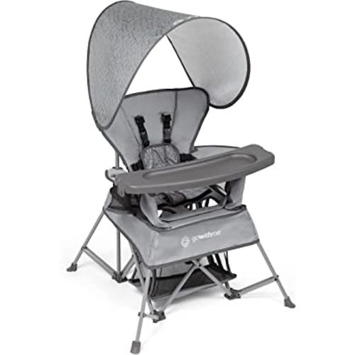 Baby Delight Go with Me Venture Portable Chair | Indoor and Outdoor | Sun Canopy | 3 Child Growth Stages | Elephant Grey