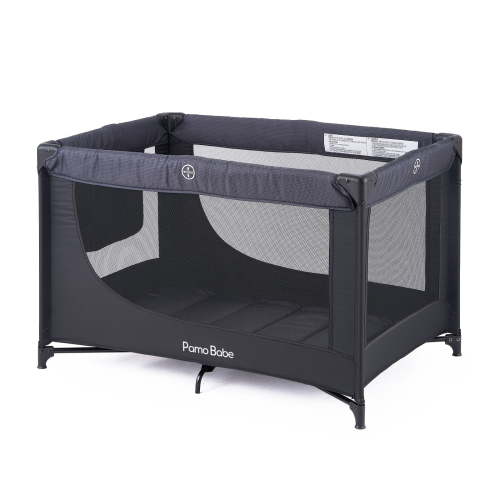 Pamo Babe Infant Playard, Sturdy Portable Playpen with Mattress, Carry Bag(Black)