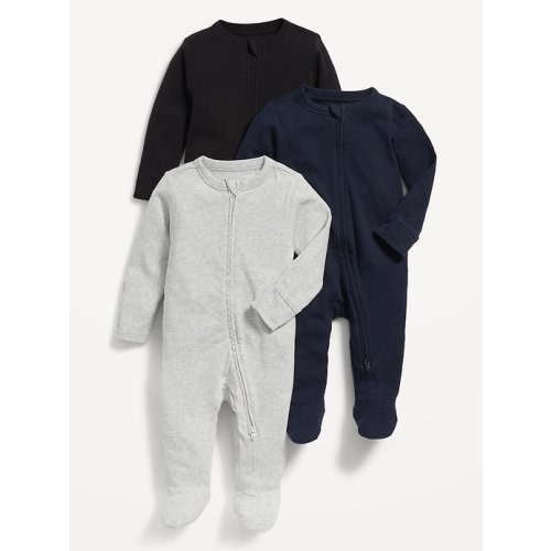 Unisex 3-Pack Sleep & Play 2-Way-Zip Footed One-Piece for Baby