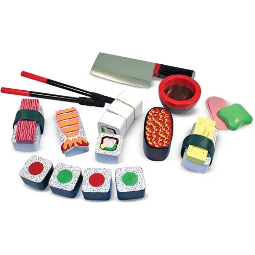 Melissa & Doug Sushi Slicing Play Food Set - Pretend Play Kitchen Toys, Wooden Sushi Food For Play, Pretend Sushi For Kids Ages 3+