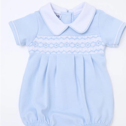 Hudson Smocked Bubble - Light Blue