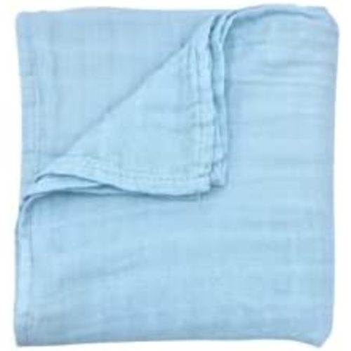 Cute New York Organic Muslin Swaddle Blankets for New Born Boys Girls (Organic Baby Blue)