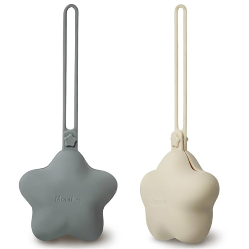 Moonkie Silicone Pacifier Holder Case, Cute Portable Pacifier Storage Case, 2 Pack